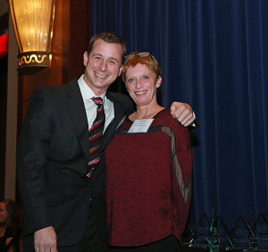 Phil Barnett of the Hartford Restaurant Group, with Tracey McKenzie of Union League Café, which was honored with the Hospitality Hall of Fame Award.