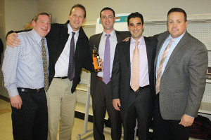 Mike Flaherty, Sales Representative, Connecticut Distributors, Inc.; Rob Coady, Sales Representative, Connecticut Distributors, Inc.; Mike DePasqua, Connecticut Territory Manager, Beam, Inc.; Marco Pelliccio, State Manager, Beam, Inc.; Steve Drew, Business Manager, Connecticut Distributors, Inc.
