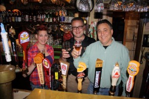 Shown left to right: Tina Rulewicz, Bar Manager at Old Dublin; Tony Karlowicz, Co-founder Back East Brewing; Tom LaRosa, General Sales Manager at G & G in Wallingford.