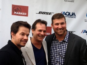 Actors Mark Wahlberg and Bill Paxton with Matt Light. The KEEL sponsorship of the recent "2 Guns" movie premiere benefited the Mark Wahlberg Youth Foundation.