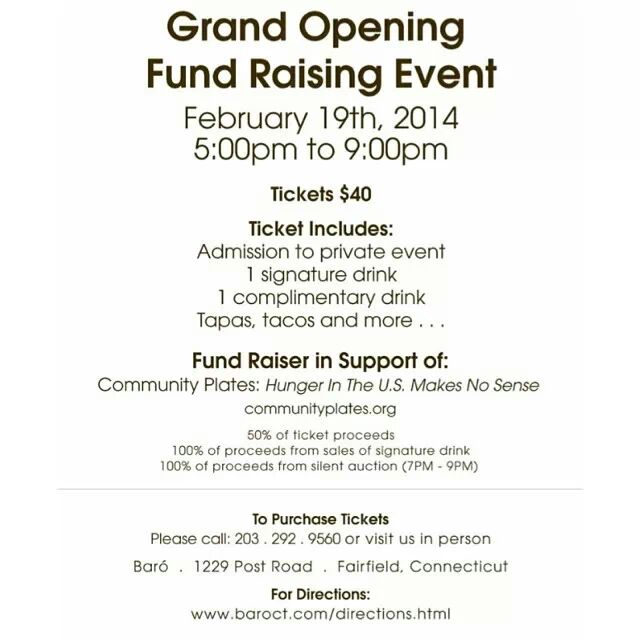 February 19, 2014: Baró New World Cantina Local Benefit for Community Plates