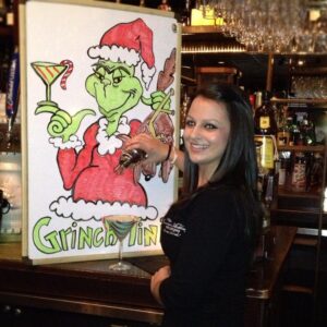 Kristen Behr and the Grinch-tini.