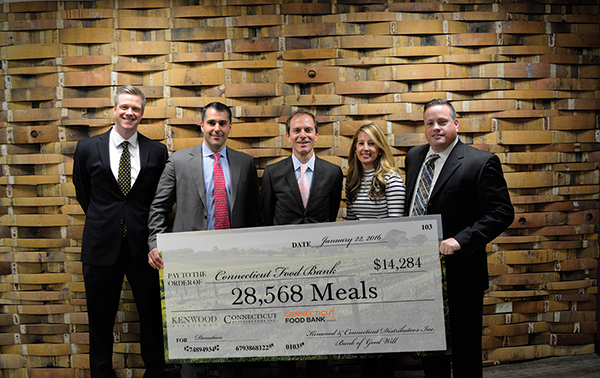 Michael B. Davidow, Corporate Development Manager, Connecticut Food Bank; Paul Fede, Regional Manager, NE, Pernod Ricard; Brian Albenze, President, CDI; Stephanie Lamison, Pernod Ricard Wines and Champagne Account Development Specialist, CDI; and Steve Drew, Business Manager, CDI.