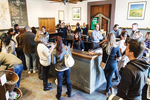 The tasting room with guests.