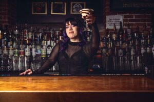 Askew Bar &amp; Lounge Bartender Jackie Pires with the Lady Marmalade Mochatini. Photos by Vinnie Bellows.
