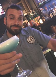 George Zahariadis with "Blue Drink" cocktail