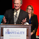 Governor Lincoln D. Chafee welcomes guests to the 2012 Rhode Island Hospitality Association’s Stars of the Industry event.
