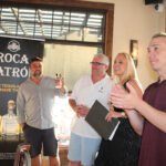 Amada Pekar, Portfolio Manager Patrón Spirits, CDI, introducing the three judges: Brett Thomas, Gary Driscoll and Mike Mills, Senior Brand Ambassador, RIPE Bar Juice.