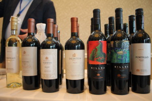 Wines on display.