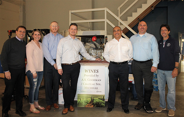 Chris Uriano, Vice President of Sales, Allan S. Goodman; Sarah Maloney, Executive Director, Connecticut Restaurant Association; Brian Schreier, Marketing Manager, Allan S. Goodman; Kurt Graf, Century Division Manager, Allan S. Goodman; Howard Asadow, District Sales Manager, Allan S. Goodman; Jeff Conelius, Craft Spirit Specialist, Allan S. Goodman; David Rossi, Co-Owner, Waypoint Spirits.