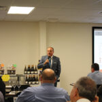 Larry Cafero, Executive Director, Wine and Spirits Wholesalers of Connecticut (WSWC) spoke to CDI staff during a sales meeting. Cafero is the former Republican leader of the Connecticut House of Representatives, having served 22 years as the State Representative of the 142nd Assembly District.