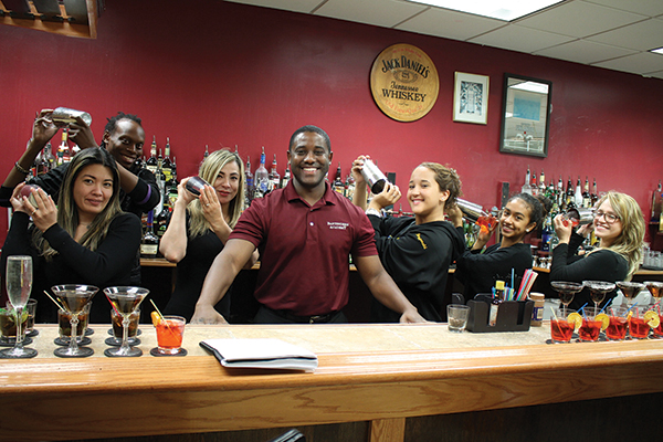 All current students in the Bartender’s Academy unless noted: Veronica Nokuni; Derrick Edmondson; Jazmin Corraol; Peter