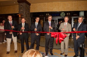 Left to right John Sennett, Vice President RI District Manager, Gilbane Inc.; Dominick Ruggerio, Senate Majority Leader; George Papanier, President & CEO, Twin River Management Group, Inc.; John E. Taylor, Jr., Chairman