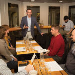 A tasting at New Harvest Coffee Roasters during the whiskey trail “walkabout.”