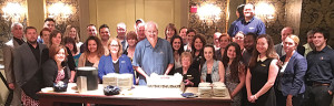 Kevin Wise (center, holding cake) is the night auditor at Hotel Viking and celebrated more than 20 years at the hotel. Linda Shoe, (next to Wise on the right) has been with Hotel Viking for more than 35 years working in housekeeping. The group celebration took place on May 22, 2016.