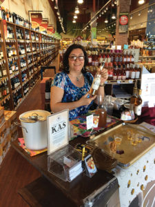 Marushka Osman, Co-founder, Kas Spirits during an in-store tasting event at Fairway Wine and Spirits in Stamford on April 27. 