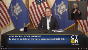 Gov. Ned Lamont during a March 4. 2021 briefing.