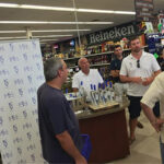 Matt Light, former New England Patriot offensive lineman, during the in-store promotion of KEEL at Putnam Square Super Liquors.