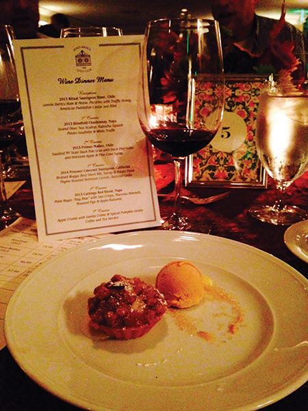 Food and wine pairing menu.