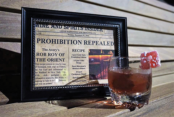 A cocktail created at The Avery.