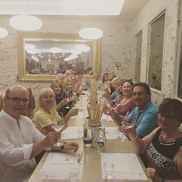 The group of 17 after a wine tasting at Marchesi di Barolo. Guests from the trip were from Rhode Island, Maryland and Florida.